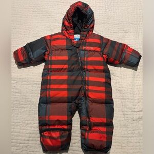 Columbia Down Snowsuit Boys 12M Red & Black Plaid Hooded